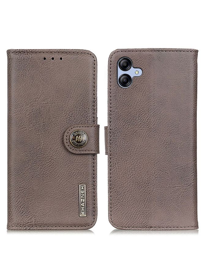 BGM Case Cover For Samsung Galaxy A05 4G KHAZNEH Cowhide Texture Horizontal Flip Leather Phone Case Khaki