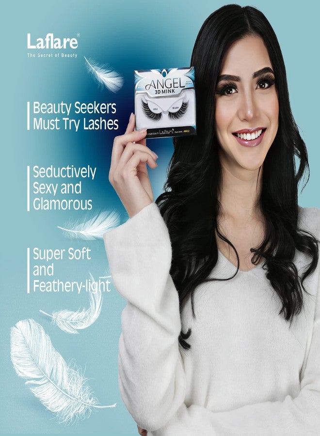 Laflare 3D MINK ANGEL Eyelashes, Soft, Feather-Light, Double-Layer, Voluminous, Glamorous, Fluffy, Striking Look, Reusable Premium Quality False Mink Lashes (AM05) - Image 4