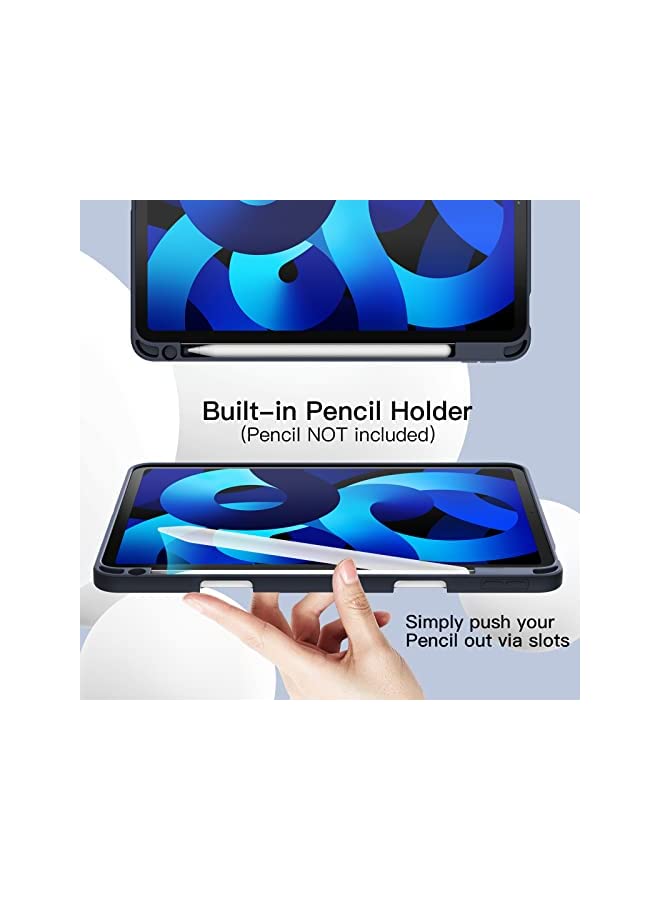Jetech حافظة لجهاز iPad Air 5/4 (2022/2020 الجيل الخامس/الرابع 10.9 بوصة) مع حامل قلم، تدعم شحن القلم الثاني، غلاف لوحي نحيف مع ظهر TPU ناعم، استيقاظ/نوم تلقائي (كحلي) - Image 4