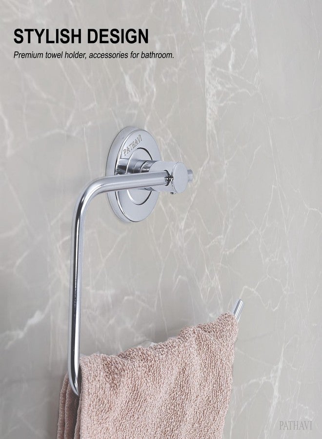 Pathavi Stainless Steel Towel Holder for Bathroom | Wash Basin | Towel Hanger | Napkin Holder for Wash Basin | Towel Ring| Bathroom Accessories (C-Shape, Chrome Finish, Pack of 2) - Image 5