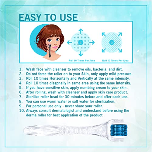 Epyz New Model Derma Roller Cosmetic Micro Needling Instrument with 540 Needles for Acne, Skin, Hair Loss, With Free Storage Case [ Transparent, Pack of 1] (Trans. Blue, 0.5mm) - Image 3
