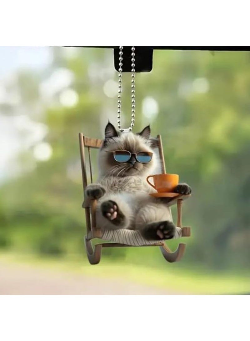 Swinging Decorative Ornament – Cute Cat Hanging Swivel Pendant for Car Rearview Mirror or Home Decor, Stylish Interior Accessory for Personalized Space - Image 5