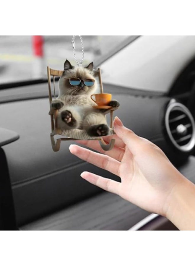 Swinging Decorative Ornament – Cute Cat Hanging Swivel Pendant for Car Rearview Mirror or Home Decor, Stylish Interior Accessory for Personalized Space - Image 2