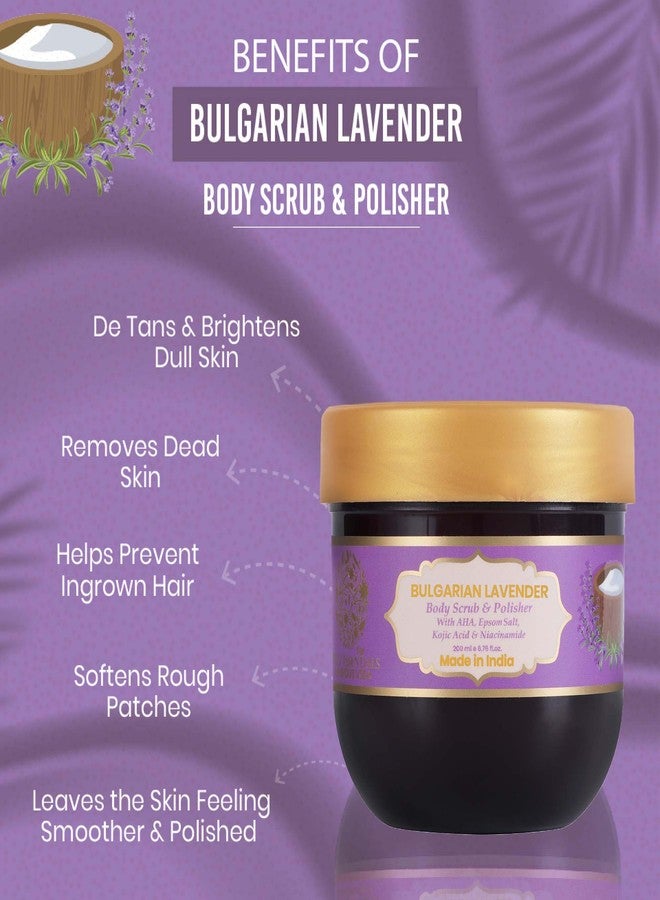 RYLLZ ESSENTIALS Bulgarian Lavender Body Scrub & Polisher | with AHA, Epsom Salt, Kojic Acid, Niacinamide & Glycolic Acid | for Dead Skin Cells, Ingrown Hair & Skin Feeling Smoother/Polished | 200 ml - Image 4