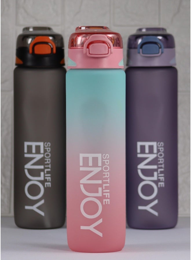 توشيونيكس زجاجة مياه مانعة للتسرب سعة 1000 مل مع ماصة ومقبض - زجاجة ترطيب رياضية خفيفة الوزن وقابلة لإعادة الاستخدام وخالية من مادة BPA للبالغين والأطفال والرجال والنساء - زجاجة مشروبات بلاستيكية متدرجة اللون بفوهة واسعة وعلامات مستوى الماء مل - مثالية للصالة الرياضية واللياقة البدنية واليوغا والمكتب والمدرسة والسفر والمشي لمسافات طويلة وركوب الدراجات والتخييم والأنشطة الخارجية - Image 2