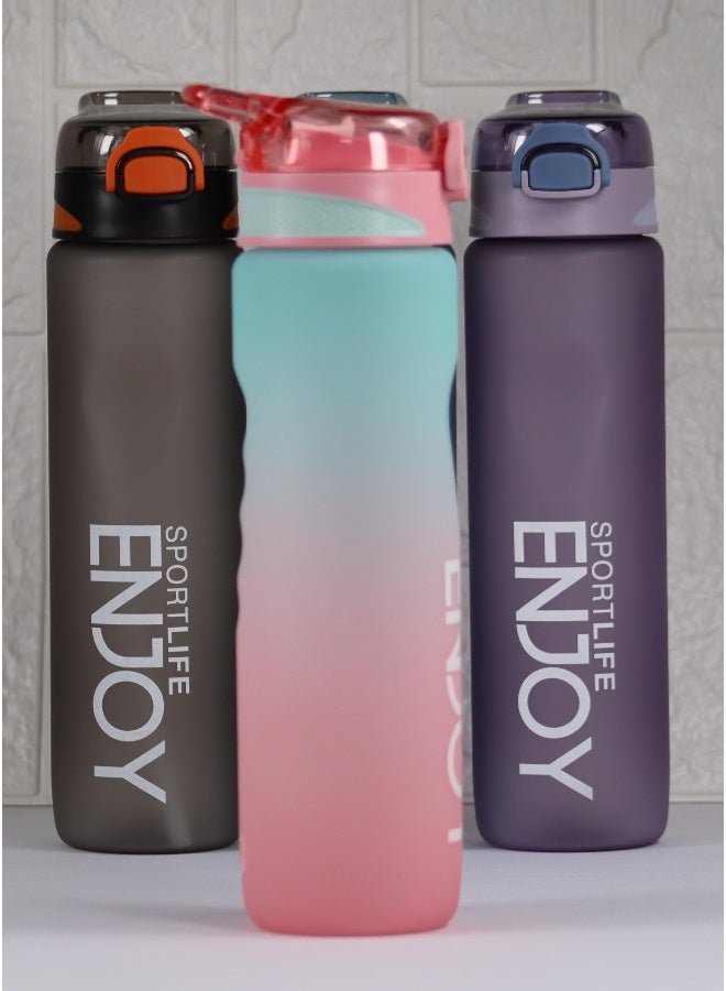 توشيونيكس زجاجة مياه مانعة للتسرب سعة 1000 مل مع ماصة ومقبض - زجاجة ترطيب رياضية خفيفة الوزن وقابلة لإعادة الاستخدام وخالية من مادة BPA للبالغين والأطفال والرجال والنساء - زجاجة مشروبات بلاستيكية متدرجة اللون بفوهة واسعة وعلامات مستوى الماء مل - مثالية للصالة الرياضية واللياقة البدنية واليوغا والمكتب والمدرسة والسفر والمشي لمسافات طويلة وركوب الدراجات والتخييم والأنشطة الخارجية - Image 3