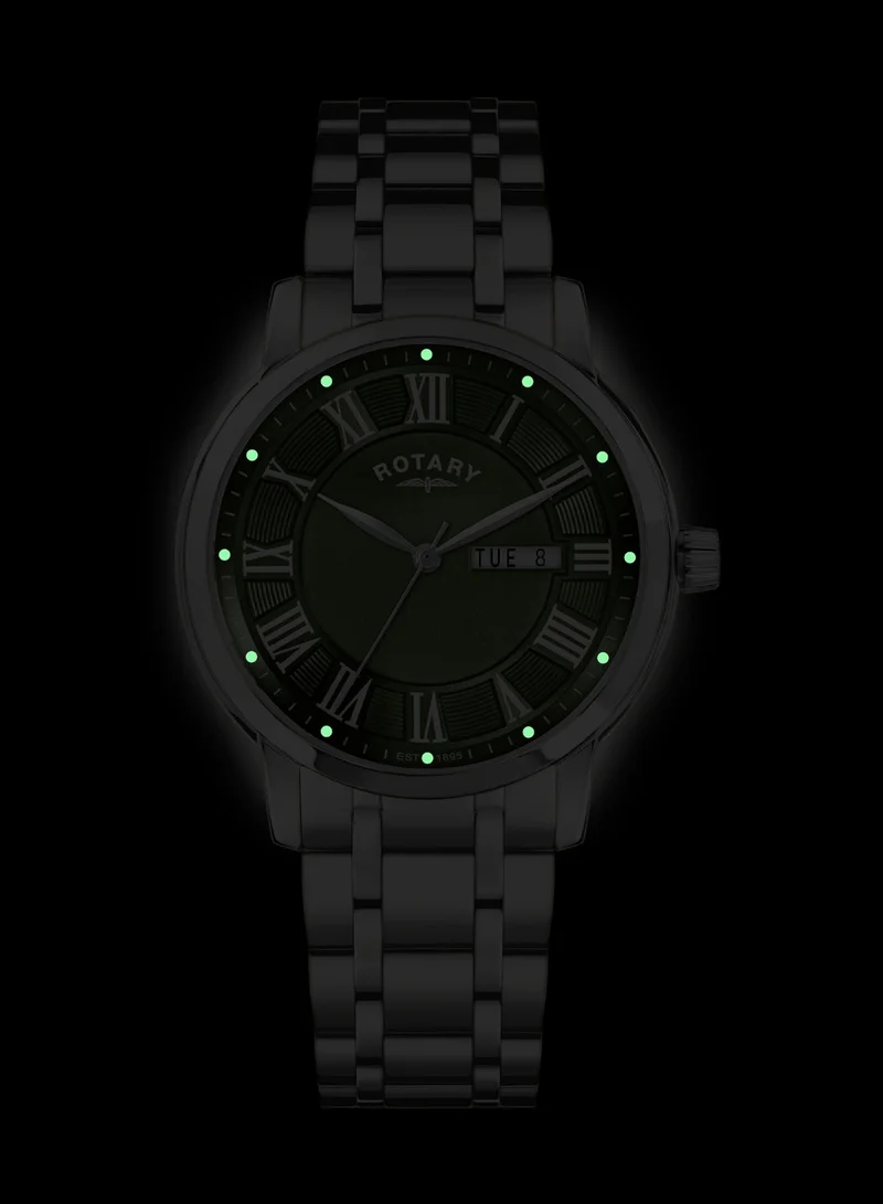 Rotary  Men's Heritage Analogue Watch, Green Dial, Stainless Steel Bracelet for Men | Best Price UAE