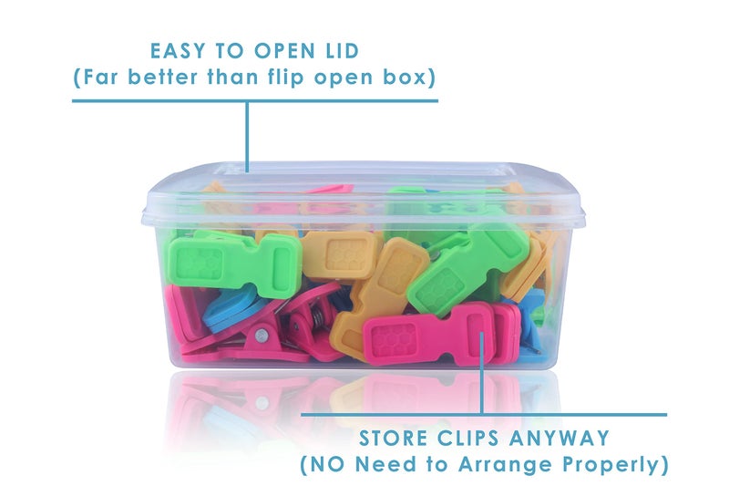 WEWEL® Rainbow 40 Pcs with Storage Box Heavy Quality Rust Free Plastic Clothes Pegs: Clips for Hanging Cloth Ideal for Drying, Hangers, Ropes, Towels, and Clip Comes with Storage Box (Multicolor) - Image 5