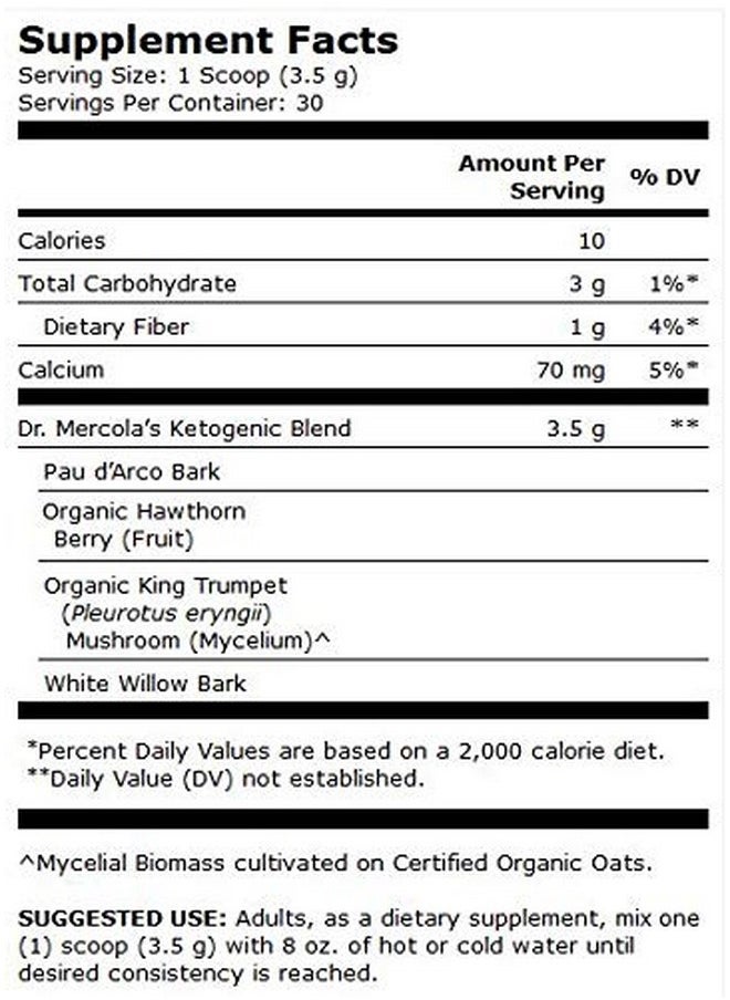Dr. Mercola - Dr. Mercola MITOMIX Ketogenic Blend PAU d’Arco and Organic King Trumpet Mushroom, 30 Servings (3.7 oz.) 1 Bag, Non GMO, Soy Free, Gluten Free - Image 1
