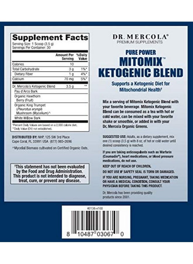Dr. Mercola - Dr. Mercola MITOMIX Ketogenic Blend PAU d’Arco and Organic King Trumpet Mushroom, 30 Servings (3.7 oz.) 1 Bag, Non GMO, Soy Free, Gluten Free - Image 1