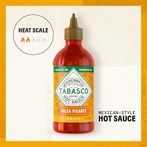 TABASCO Brand Salsa Picante, Vibrant & Mild Hot Sauce, Easy-to-Squeeze Bottle, Thicker Mexican Style with Authentic Peppers, Garlic & Spices, Great on Tacos & More, 8.6 Fl Oz (Pack of 1) - Image 3