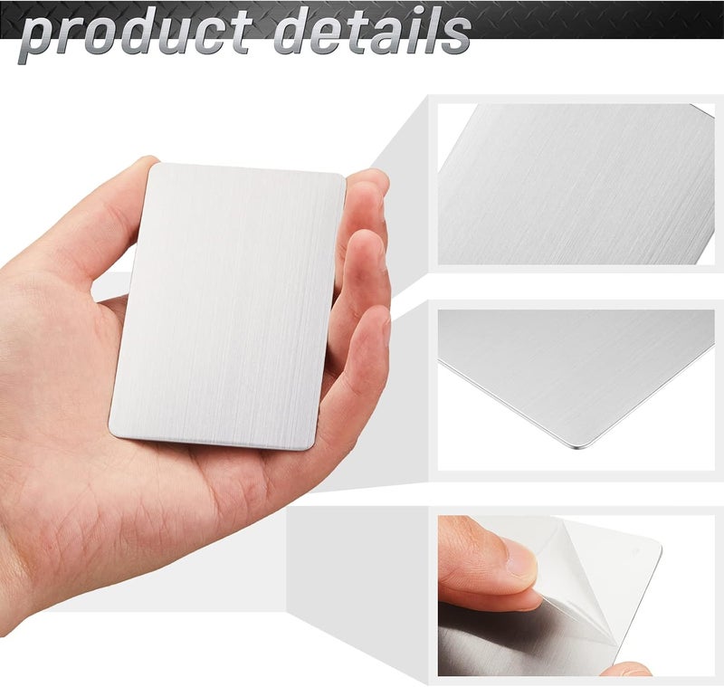 Yunsailing 12 Pieces 304 Stainless Steel Metal Business Cards Blank Steel Card Laser Engraving Stainless Cards for House Office Customer DIY Gift Plate Cards, 86 x 54 mm (0.4 mm) - Image 3