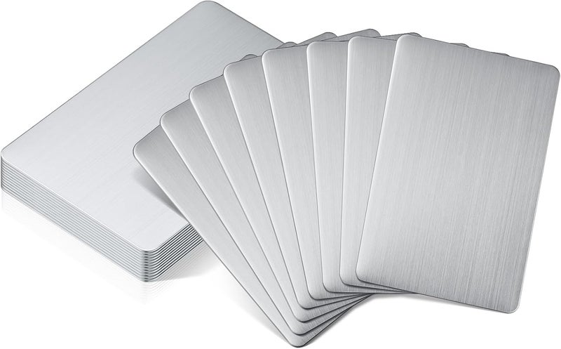 Yunsailing 12 Pieces 304 Stainless Steel Metal Business Cards Blank Steel Card Laser Engraving Stainless Cards for House Office Customer DIY Gift Plate Cards, 86 x 54 mm (0.4 mm) - Image 1
