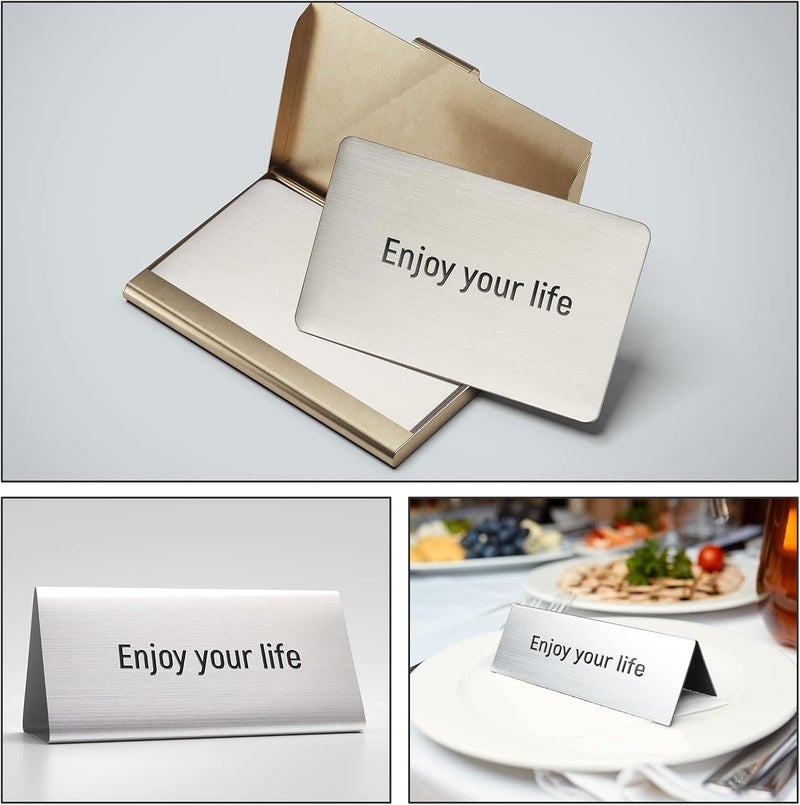 Yunsailing 12 Pieces 304 Stainless Steel Metal Business Cards Blank Steel Card Laser Engraving Stainless Cards for House Office Customer DIY Gift Plate Cards, 86 x 54 mm (0.4 mm) - Image 5