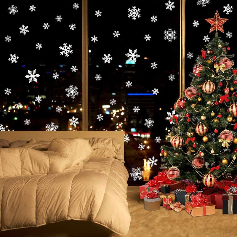 LUDILO 135Pcs Christmas Window Clings Snowflakes Window Decals Static Window Stickers for Christmas Decorations Windows DÃ©cor Ornaments Xmas Party Supplies Thanksgiving Party DÃ©cor - Image 3