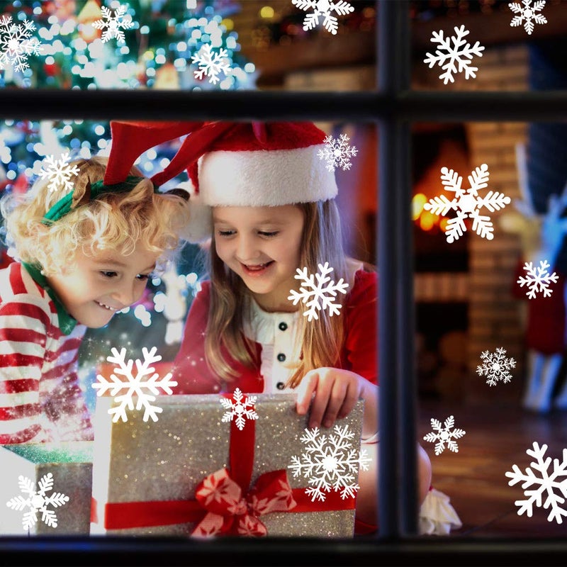 LUDILO 135Pcs Christmas Window Clings Snowflakes Window Decals Static Window Stickers for Christmas Decorations Windows DÃ©cor Ornaments Xmas Party Supplies Thanksgiving Party DÃ©cor - Image 2