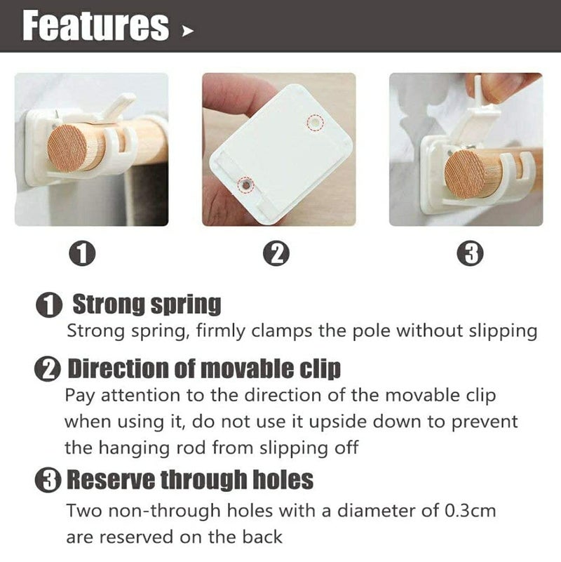 TRENDBIT TRENDBIT SelfAdhesive Curtain Rod Bracket Drapery Hook Holders Fixing Rod Holder Curtain Pole Wall Brackets Towel Rod Hooks for Home Bathroom and Hotel Use 2 pcs - Image 4
