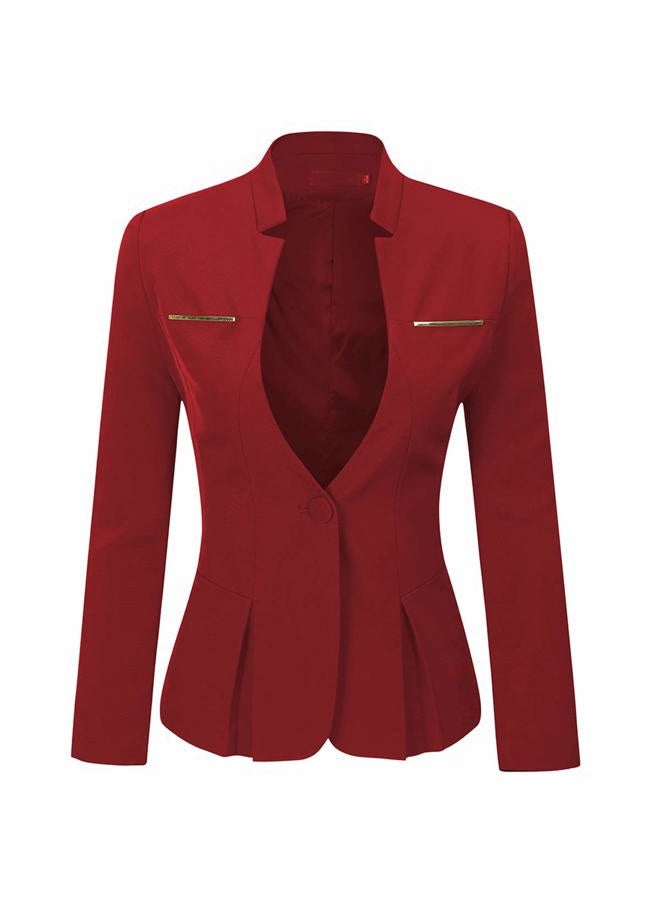 YUNCLOS Women's 2 Piece Business Skirt Suit Set Office Lady Slim Fit Blazer and Skirt, Blazer and Skirt-red, XS - Image 3