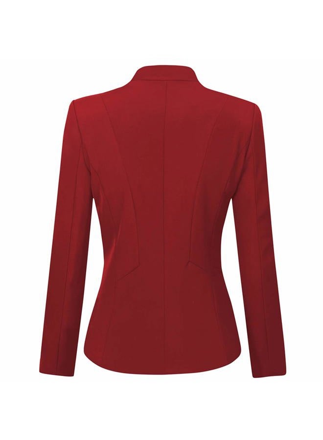 YUNCLOS Women's 2 Piece Business Skirt Suit Set Office Lady Slim Fit Blazer and Skirt, Blazer and Skirt-red, XS - Image 4