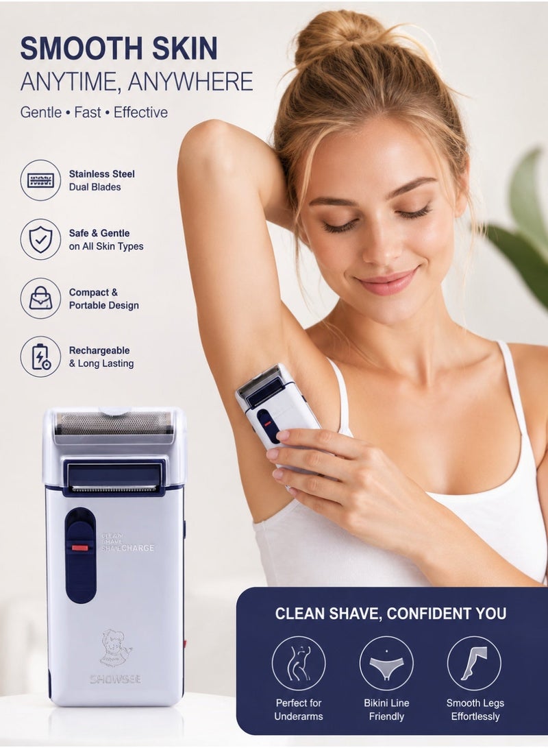 YANDOU Rechargeable Mini Electric Shaver Silver - Image 2