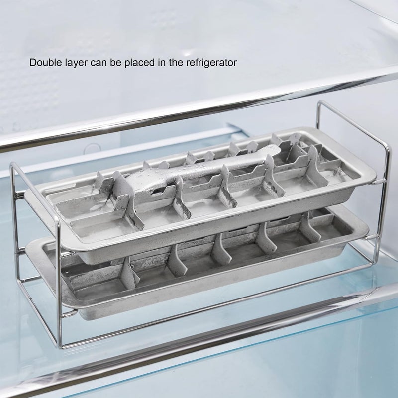 lycss Stainless Steel Ice Cube Tray 2 Pack with Easy Release Lever - 36 Large Cube Slots - Image 3