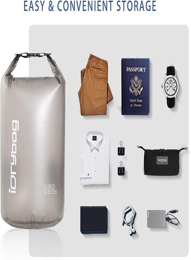 Delzon حقيبة ديلزون الجافة المقاومة للماء، خفيفة الوزن، حقيبة كتف واحدة للتخزين الجاف، مناسبة للسفر والسباحة وركوب القوارب والتجديف، شفافة - سوداء (15 لترًا) - Image 3