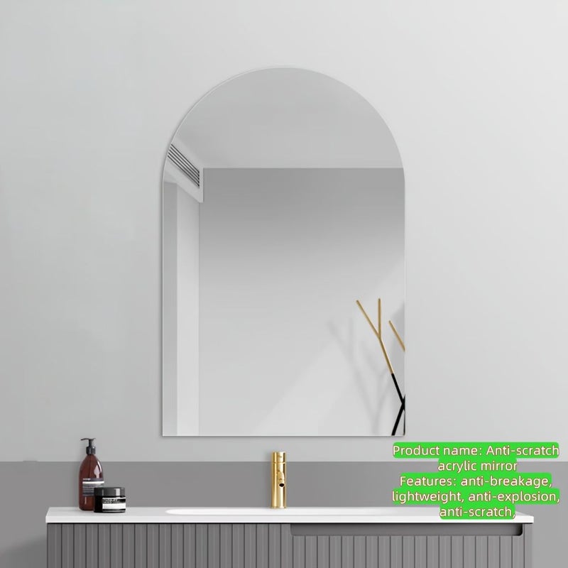 Arched Modern Design Acrylic HD Frameless Anti Scratch Mirror 30cm 50cm For Bathroom Shower Room Wardrobe Dressing Cloakroom Makeup Table Self Adhesive Mirror - Image 2