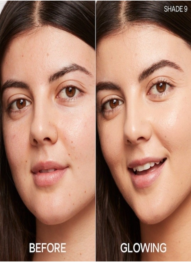 Saie SAIE  Glowy Super Skin Tint Foundation with Hyaluronic Acid , 9 Light Golden Undertones 30ml - Lightweight, Hydrating Coverage  - Image 3