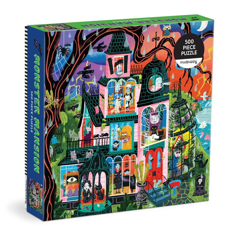 Mudpuppy Monster Mansion 500 Piece Family Jigsaw Puzzle Featuring Bold and Spooky Illustrations of A Haunted Mansion Filled with Goblins Ghouls and Monsters Exclusive - Image 2