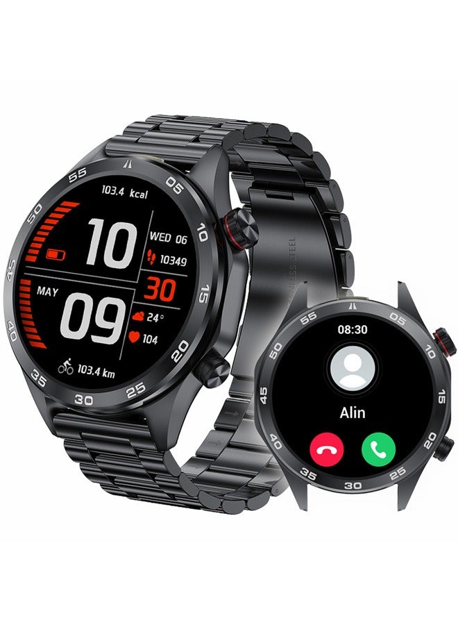 RollsTimi  Men's Bluetooth Smartwatch, 1.52" Full Screen Touch, Heart Rate Monitoring For Sleep And Exercise, Support For Multiple Exercise Modes And Multiple Language Settings, I118 Black  - Image 1