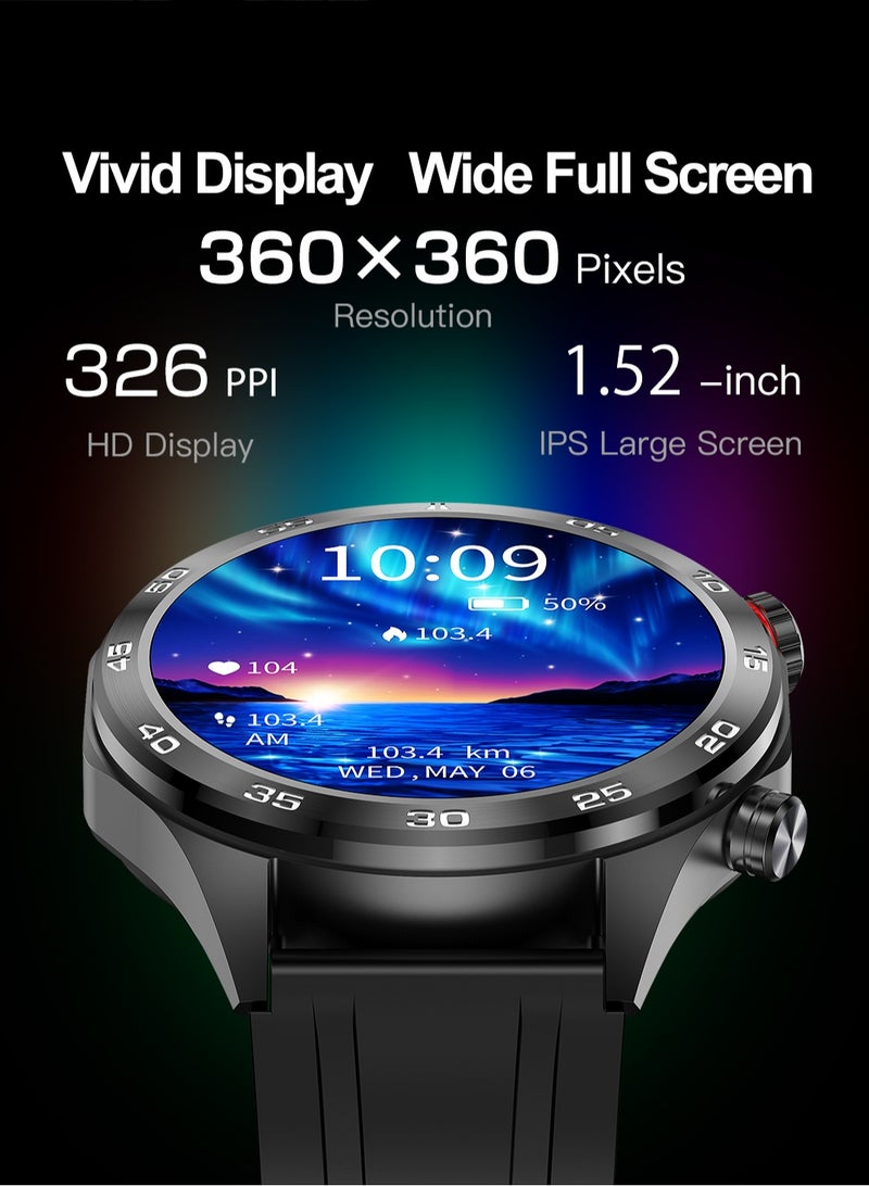 RollsTimi  Men's Bluetooth Smartwatch, 1.52" Full Screen Touch, Heart Rate Monitoring For Sleep And Exercise, Support For Multiple Exercise Modes And Multiple Language Settings, I118 Black  - Image 2