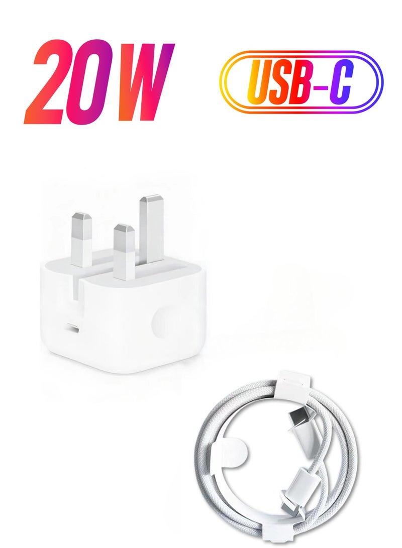 Bobo 20W Fast Charger | USB C Wall Fast Charger with 1M Type C to C Charging Cord Compatible with iPhone 17/16/15, iPad, Macbook, Samsung and all Type C Mobile - Image 1