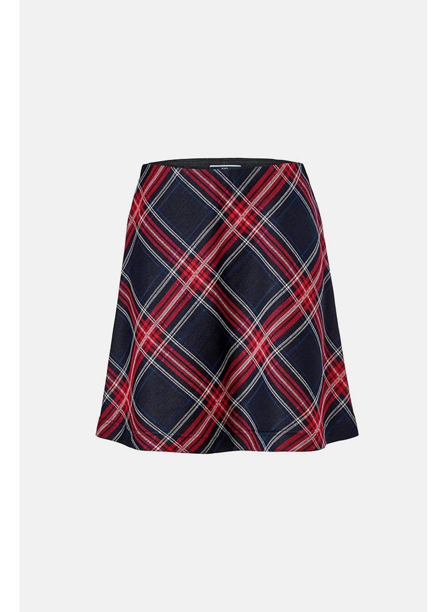 Tchibo Women Pull On Plaid Mini Skirts, Red Combo  - Image 2