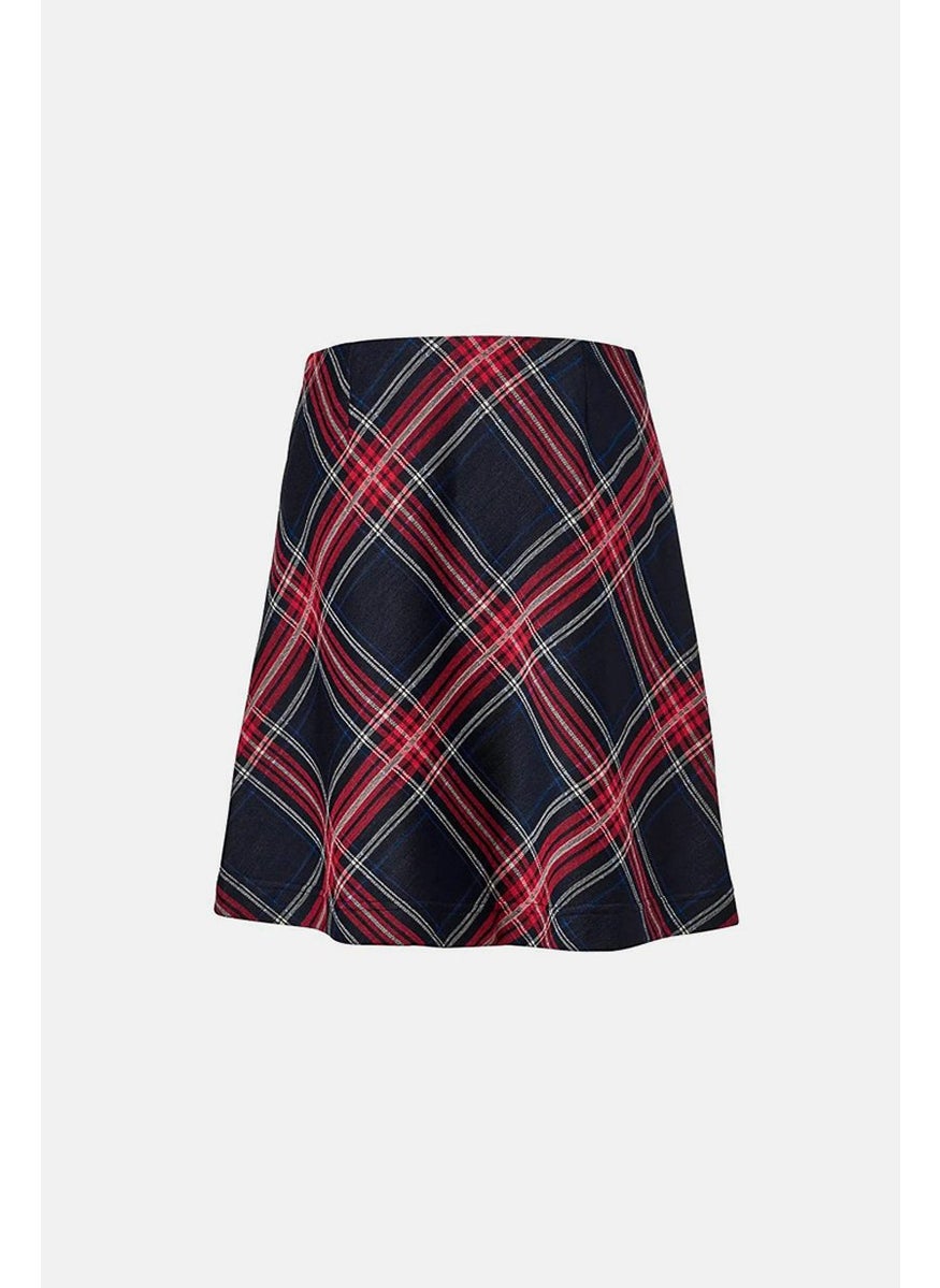 Tchibo Women Pull On Plaid Mini Skirts, Red Combo  - Image 3