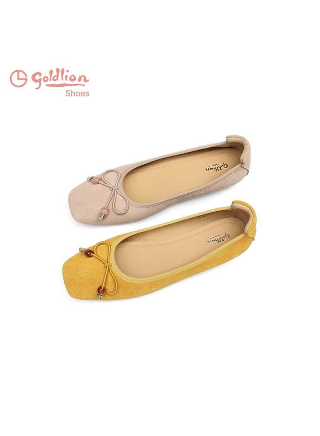 Goldlion Women's Ballet Style Bow Slip-on Flat Soft Sole Sweet Single Shoes G692530253 Yellow Size 37 - Image 4