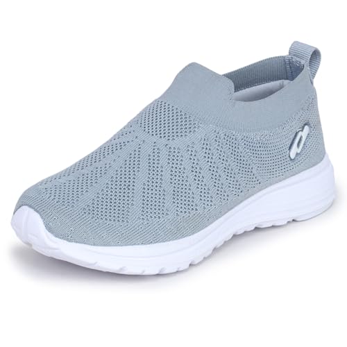 TRASE Sports Slip-On Shoes for Kids | Knitted Upper Lightweight Footwear for Boys & Girls | Comfortable EVA Sole and Breathable Shoes for Walking & Play (Grey, 11C UK) - Image 1