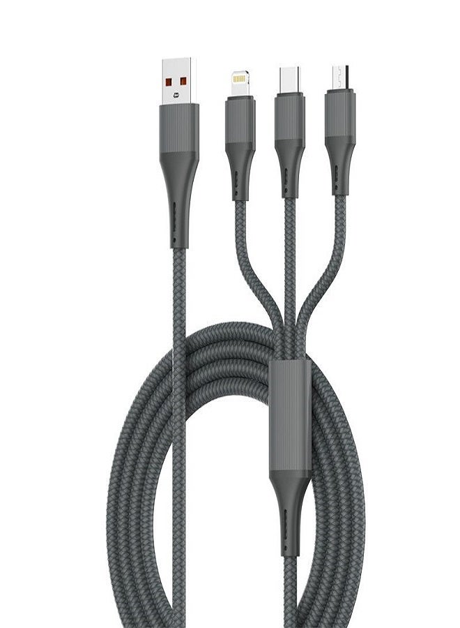 فوجي كابل شحن USB 3 في 1، شحن سريع 100 واط، تصميم مضفر مقاوم للانحناء، غلاف معدني، محرك فوجي توربو - Image 2