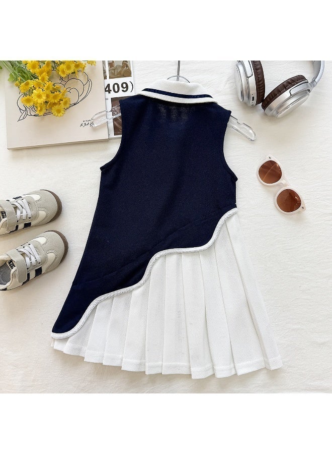 Ayada Home Girls Sleeveless Polo Dress, Bunny & Carrot Embroidery Pleated Skirt - Image 3