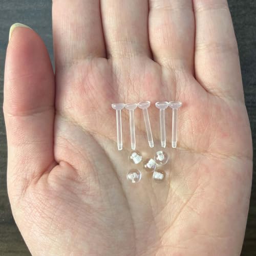 NewkeepsR 5pcs-14G(1.6mm) Thickness, 12mm(1/2'') Length, Bioplast Flexible Clear Tongue Ring Retainer, Unnoticeable Flat Labret Spacers - Image 4