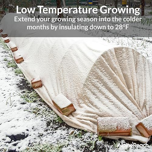 AlpineReach Plant Covers Frost & Sun Protection 10 x 30 ft - Thick 1.2 oz/yd² Freeze Blanket to Low 28 °F Temperatures Floating Row, Garden Fabric Material, Protect in Winter Cold, Gardening Down - Image 3
