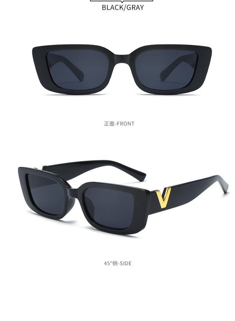 general Women's and men's small rectangular sunglasses retro fashion Y2K rectangular sunglasses small frame Korean sunglasses - Image 2