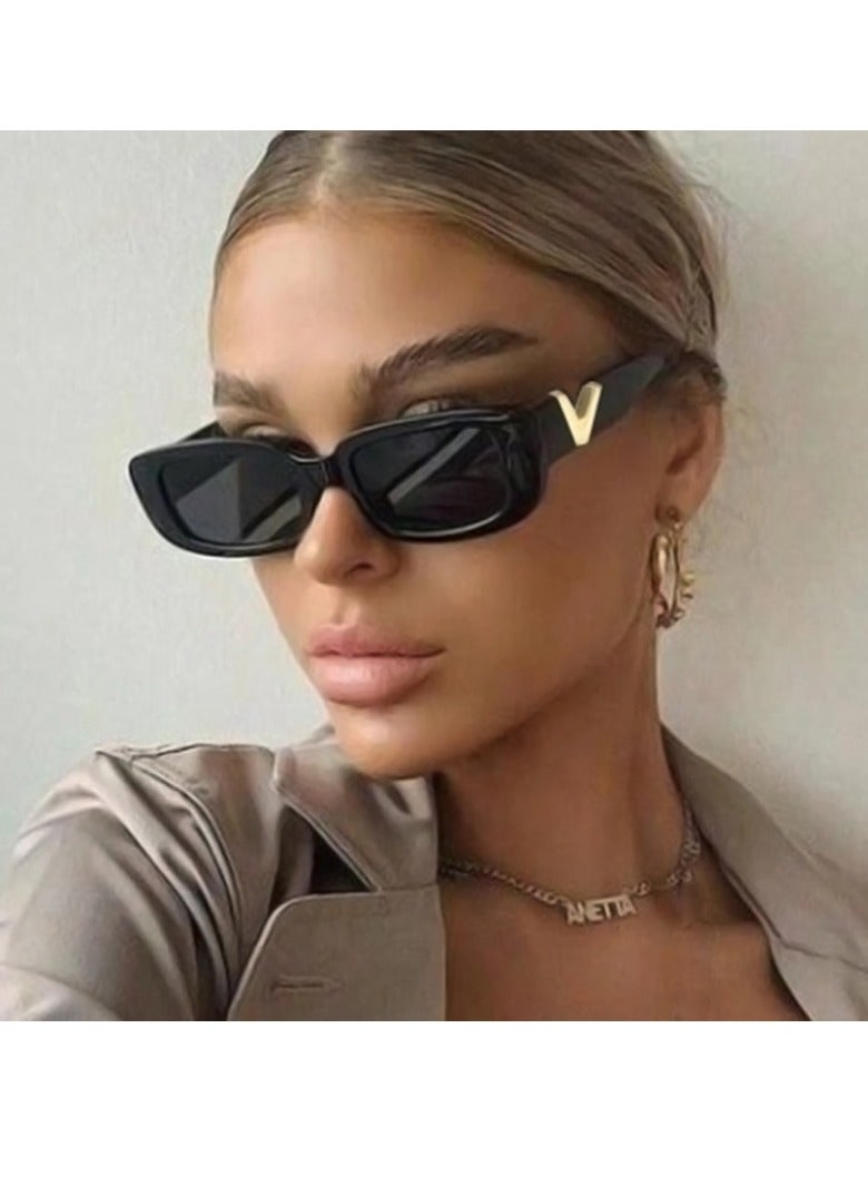 general Women's and men's small rectangular sunglasses retro fashion Y2K rectangular sunglasses small frame Korean sunglasses - Image 3