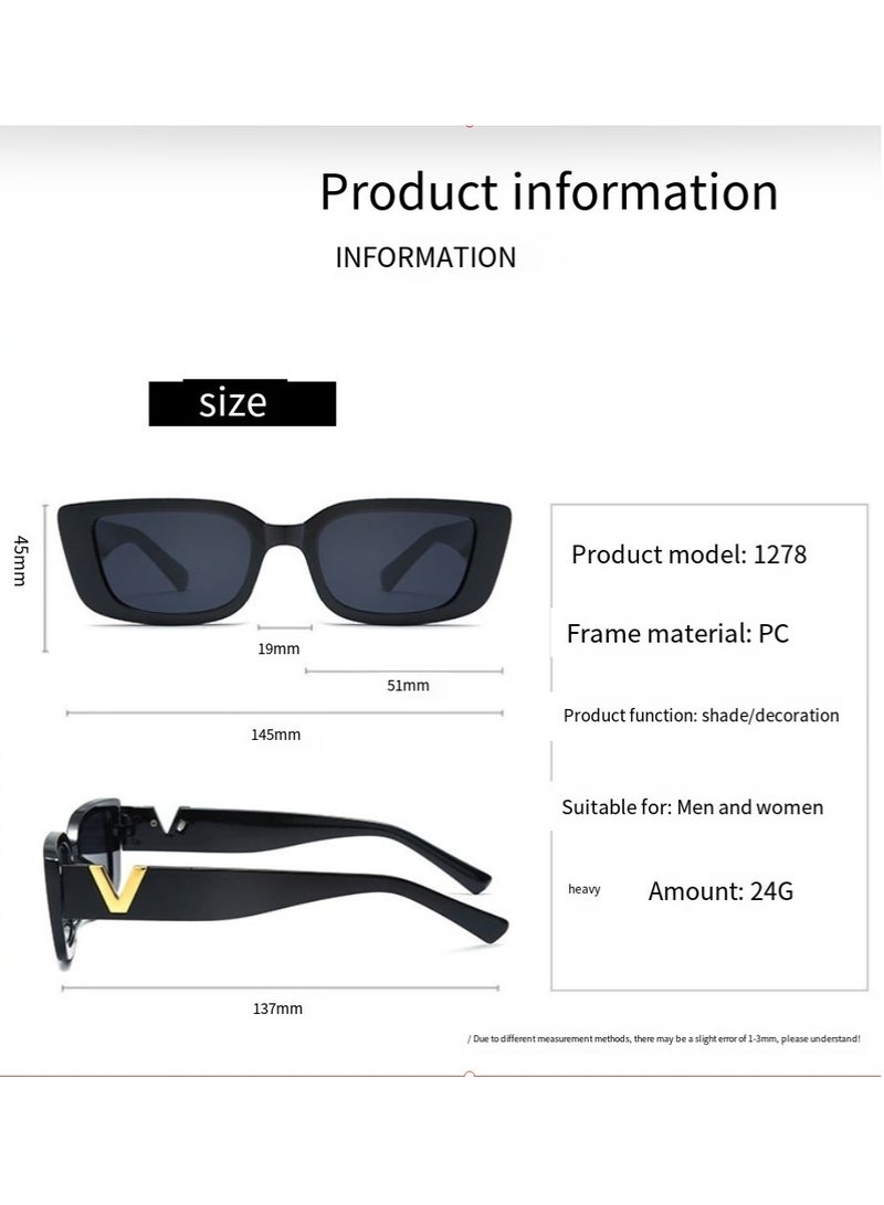 general Women's and men's small rectangular sunglasses retro fashion Y2K rectangular sunglasses small frame Korean sunglasses - Image 4