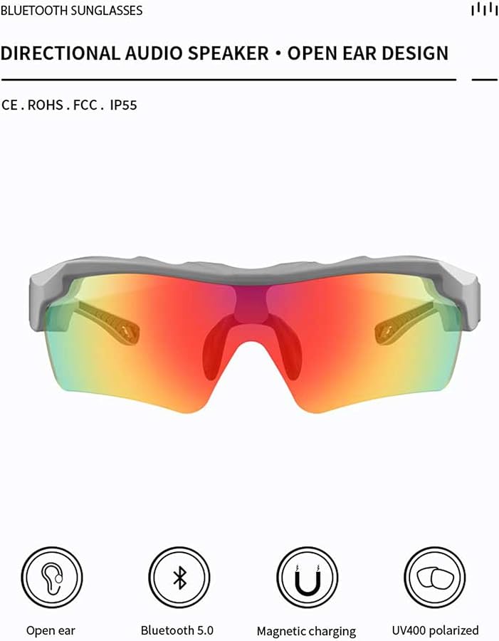 Red Music Polarized Sports Smart Bluetooth Sunglasses With Speakers For Men And Women - Image 3