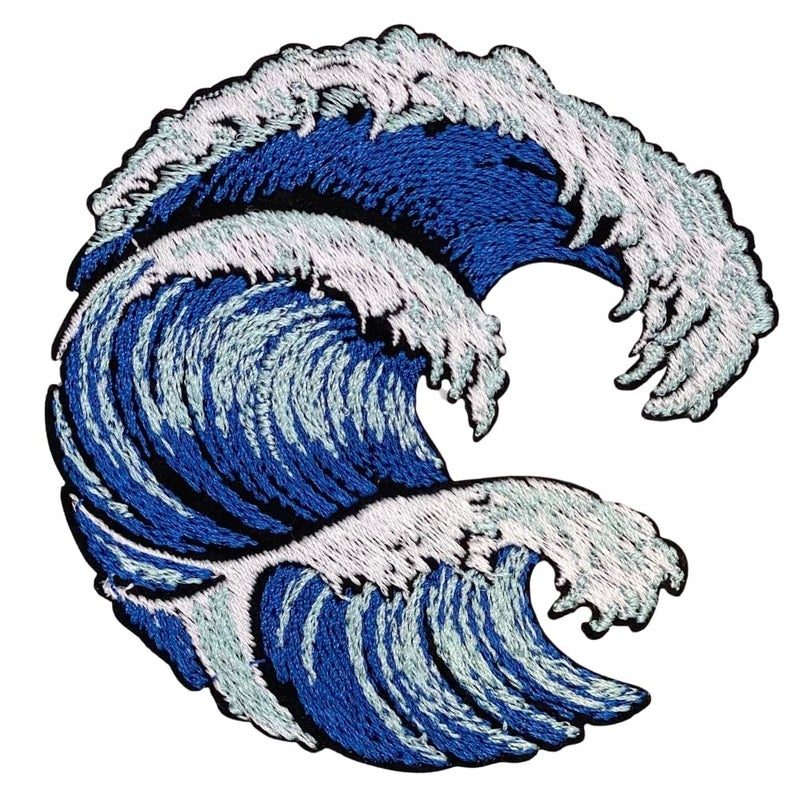 EMBRO BOF Majestic Ocean Wave Patch 3 inches Cool Blue Waters Patch Embroidered Summer Beach Iron On Patches for Hats - Image 3