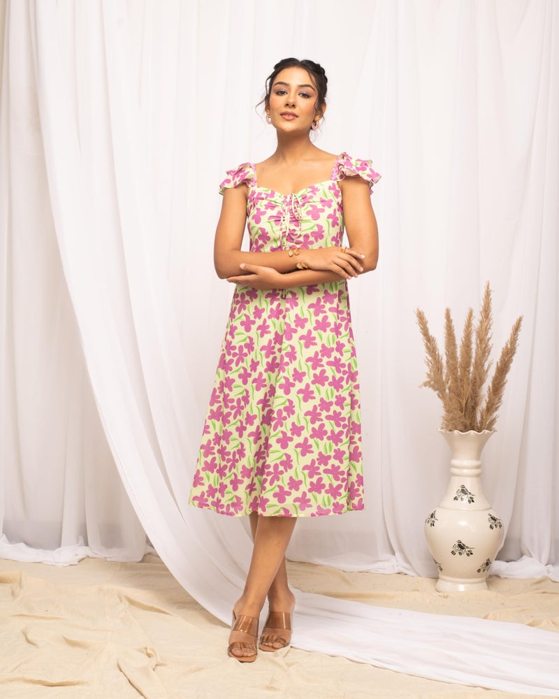 FIORRA Women's Pink Georgette Floral Printed Dress DR0016 - Image 5