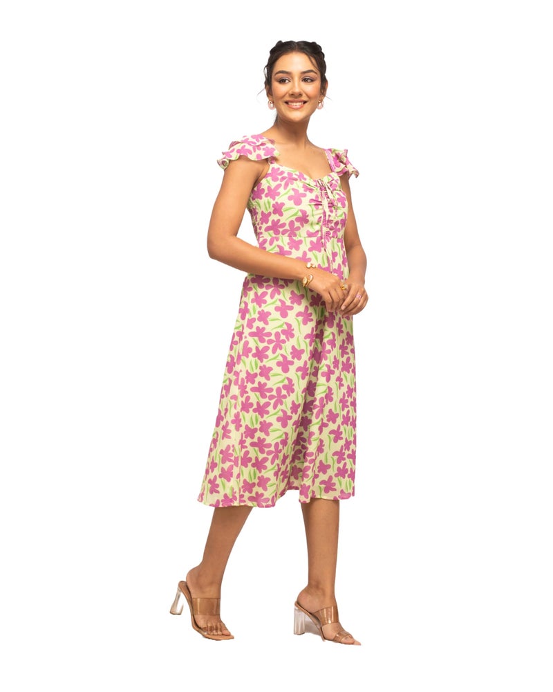 FIORRA Women's Pink Georgette Floral Printed Dress DR0016 - Image 2