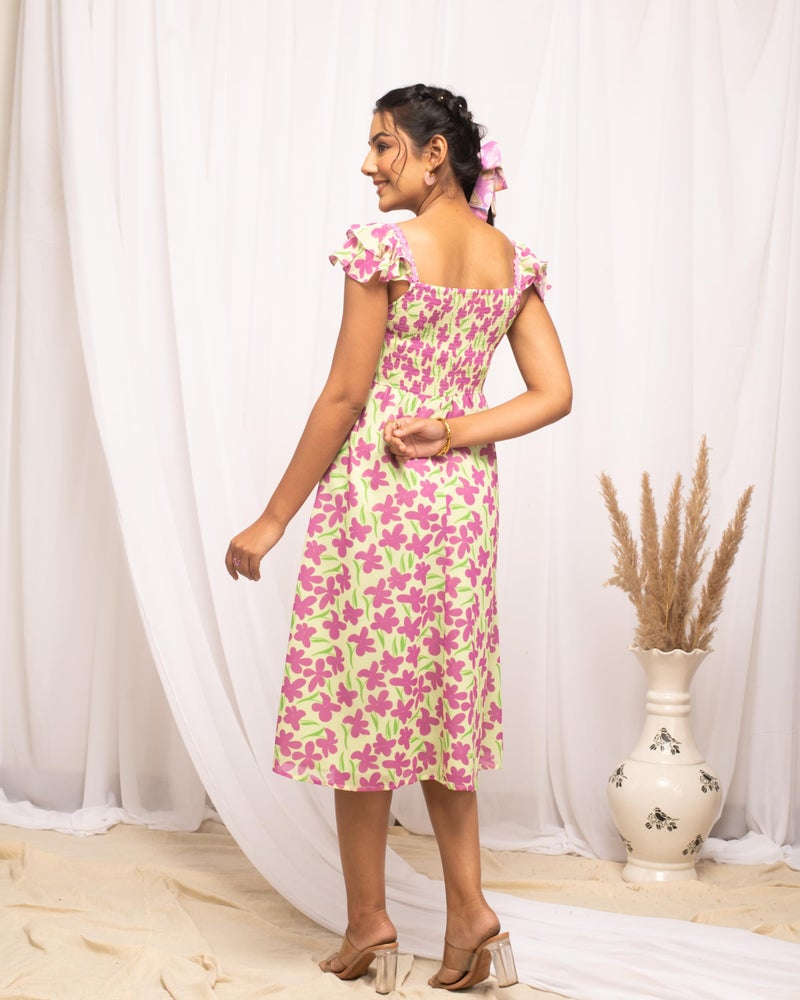 FIORRA Women's Pink Georgette Floral Printed Dress DR0016 - Image 4