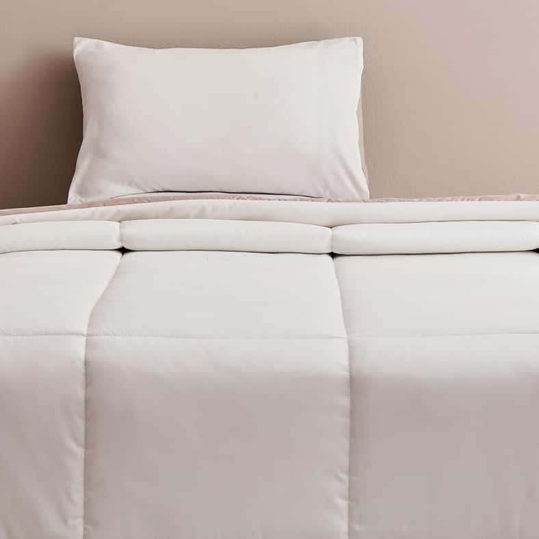 Pan Home طقم لحاف قابل للعكس - بيج داكن/عاجي للبالغين - Image 2