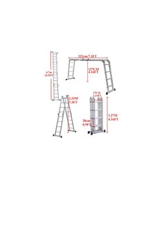 MAFRA Multi Purpose Folding Extension Ladder 4.7M 15.5FT Heavy Duty Combination Step EN131 Up to 330lbs/150kg  - Image 2